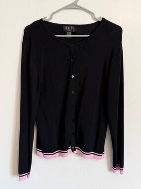 Y2K Finity black and pink cardigan sweater button down size PXL